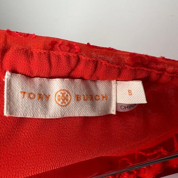 Tory Burch Orange Ruffle Silk Mini Skirt Size Small - Picture 4 of 6